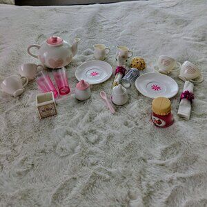 Doll tea set with food and accessories